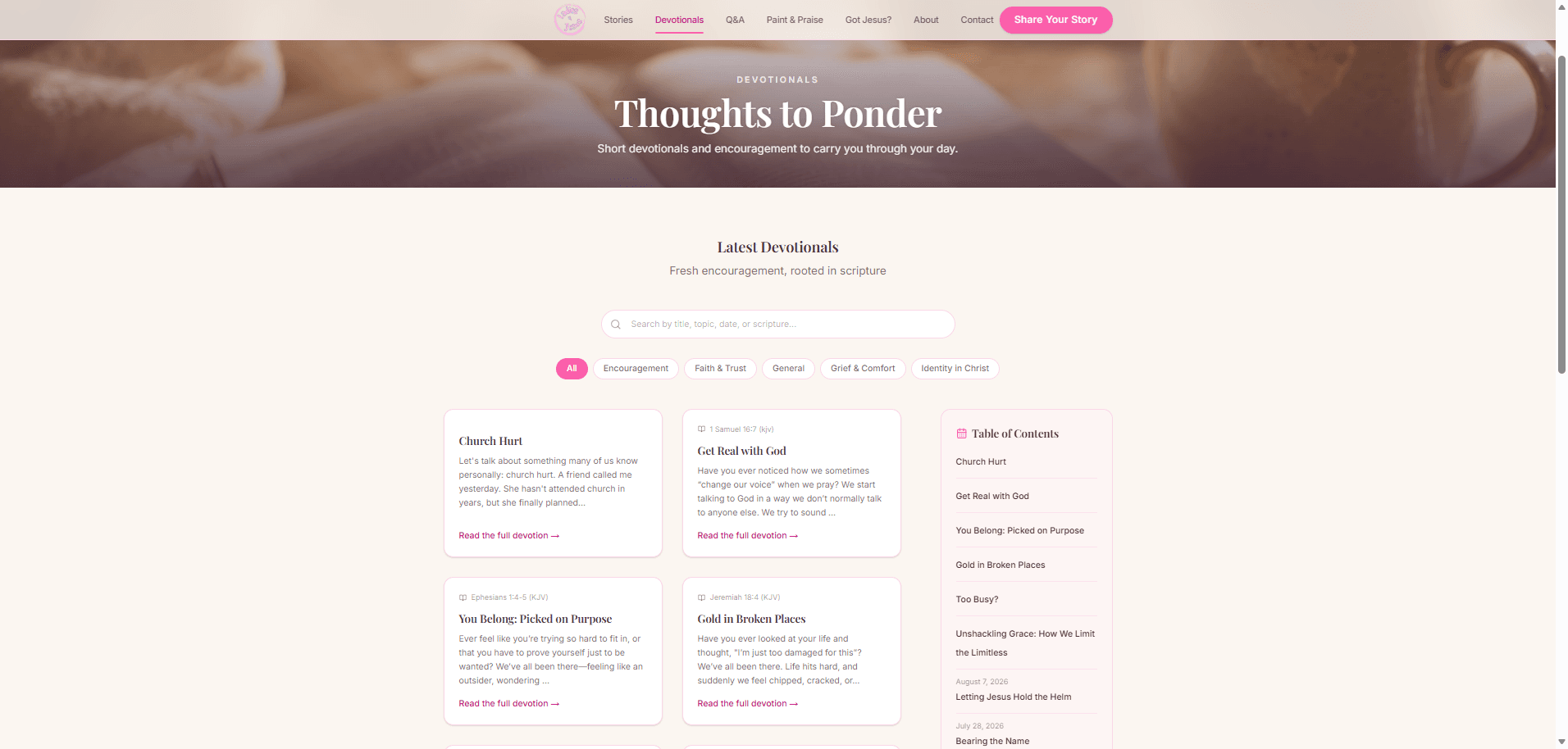 Ladies 4 Jesus devotional publishing page