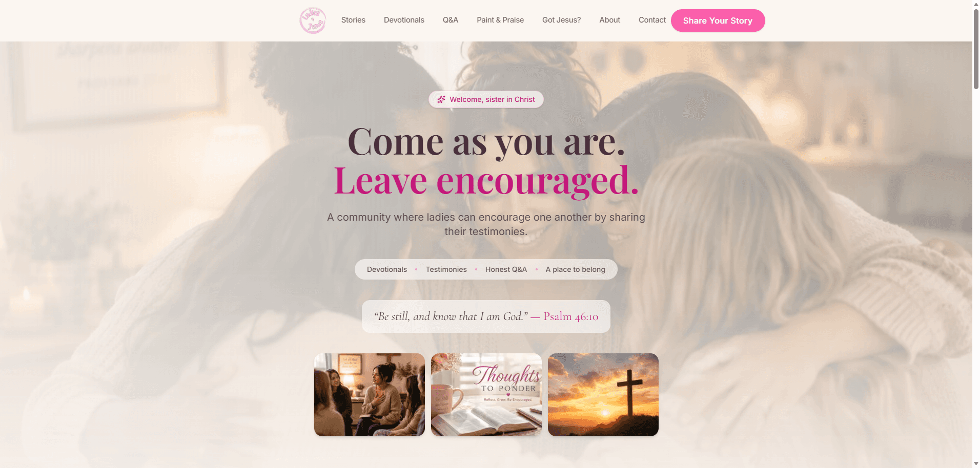 Ladies 4 Jesus website homepage, a client site built by PandaCodeGen